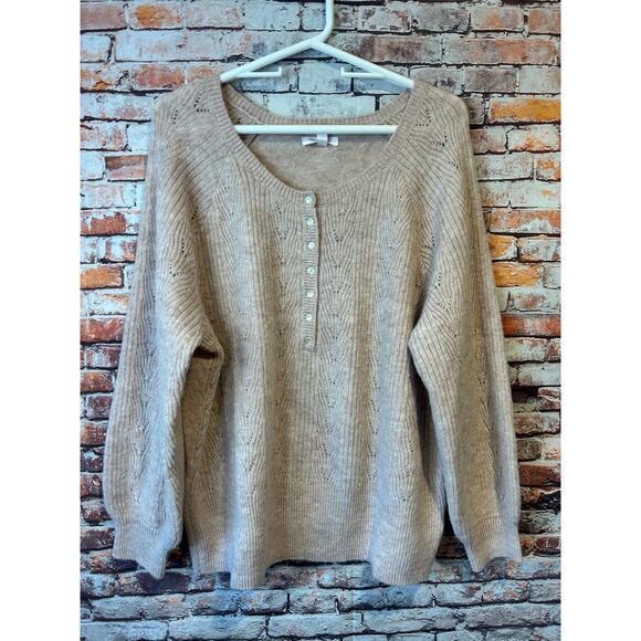 LC Lauren Conrad light pink knitted open knit sweater women's size ox - Picture 1 of 6